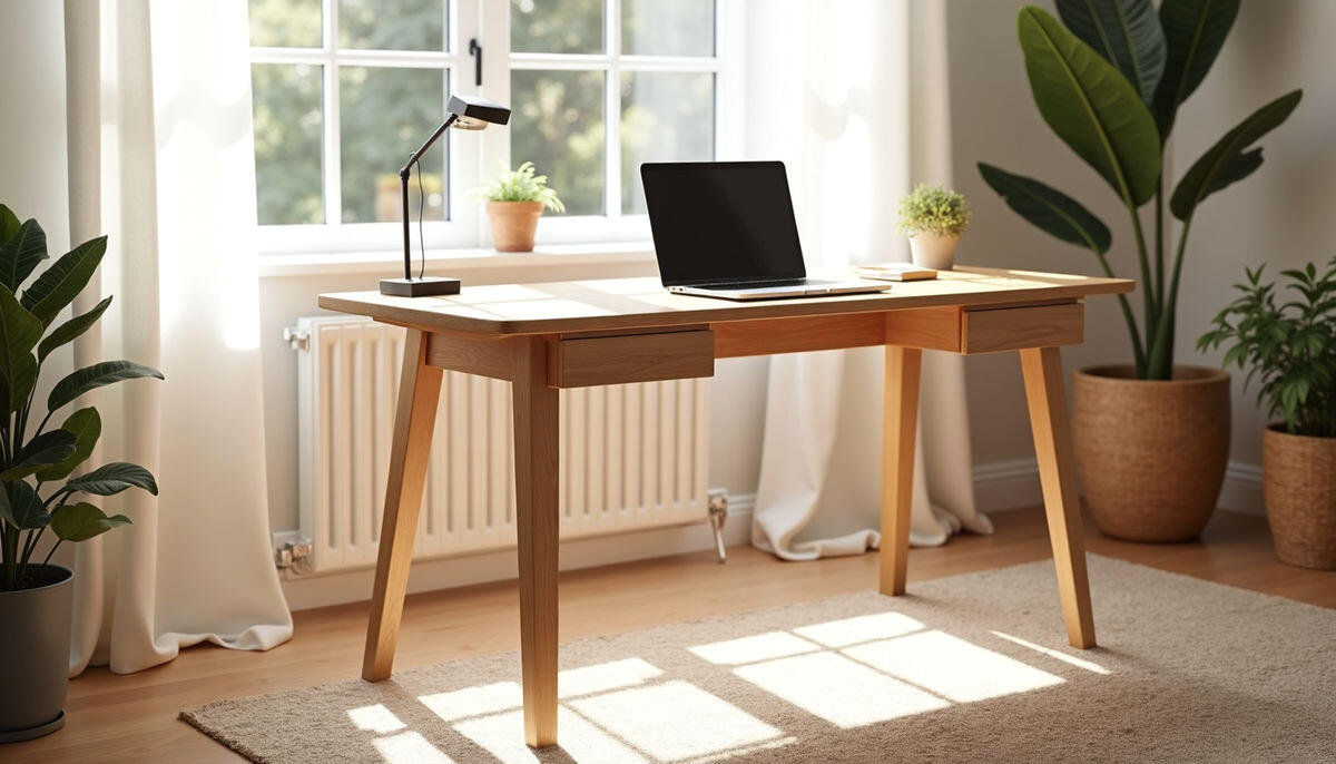 Proste, minimalistyczne jasne biurko dębowe