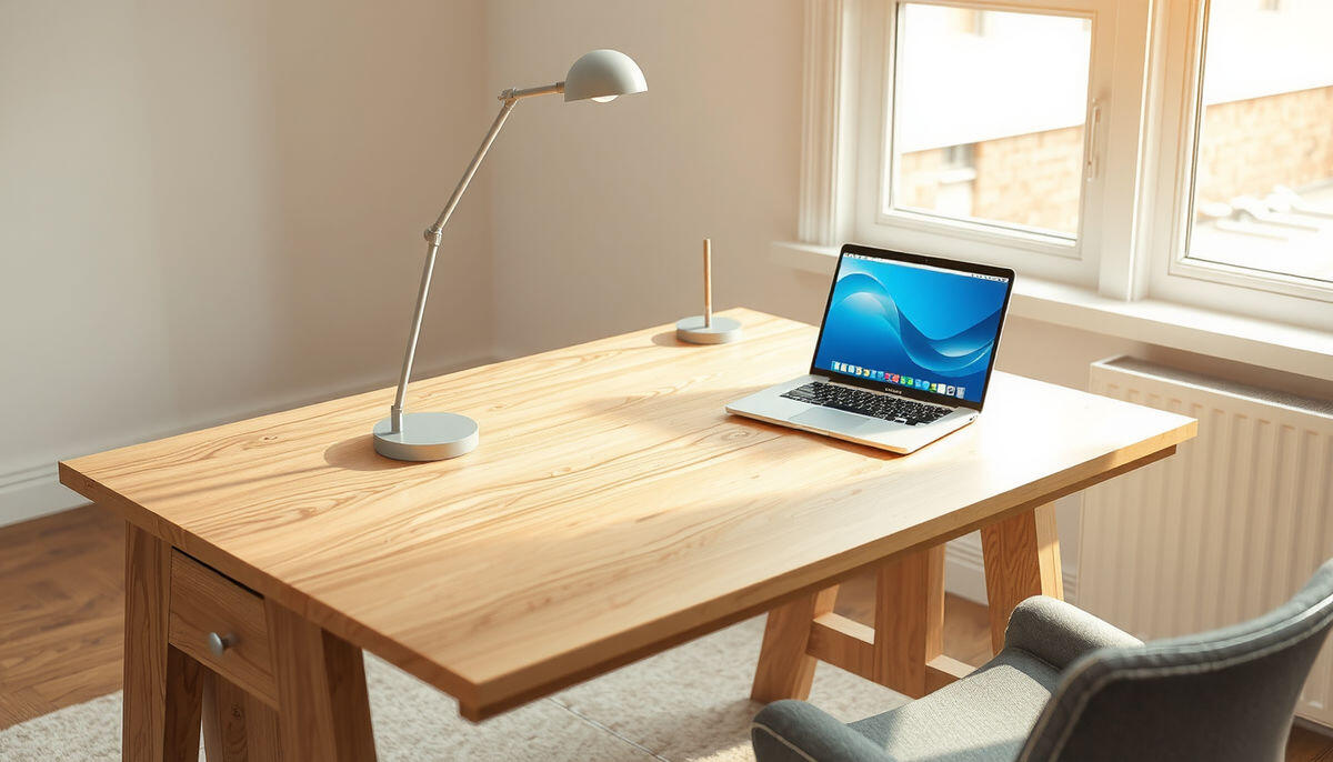 Jasne, minimalistyczne, dębowe biurko